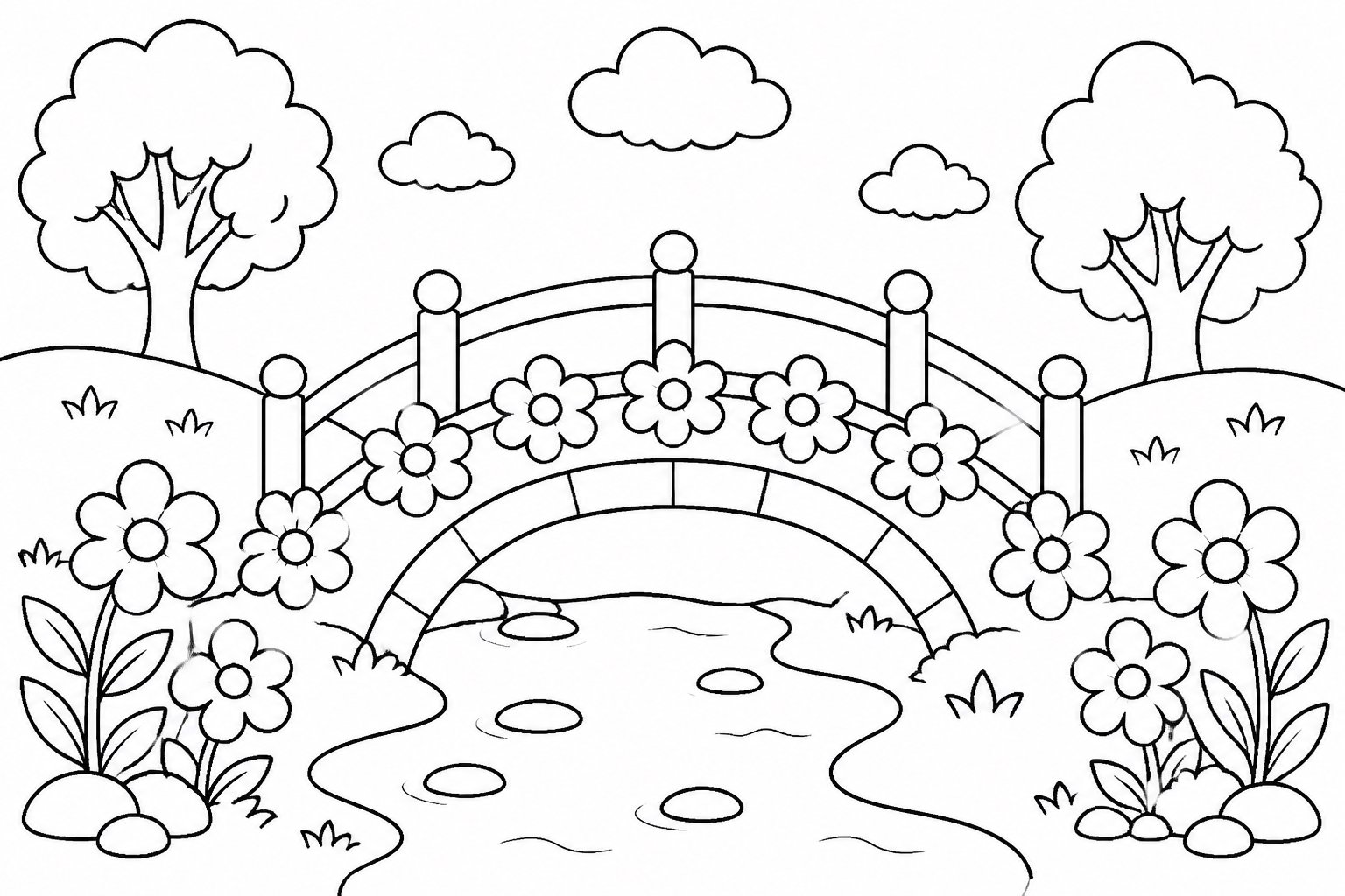Puente de flores junto al arroyo