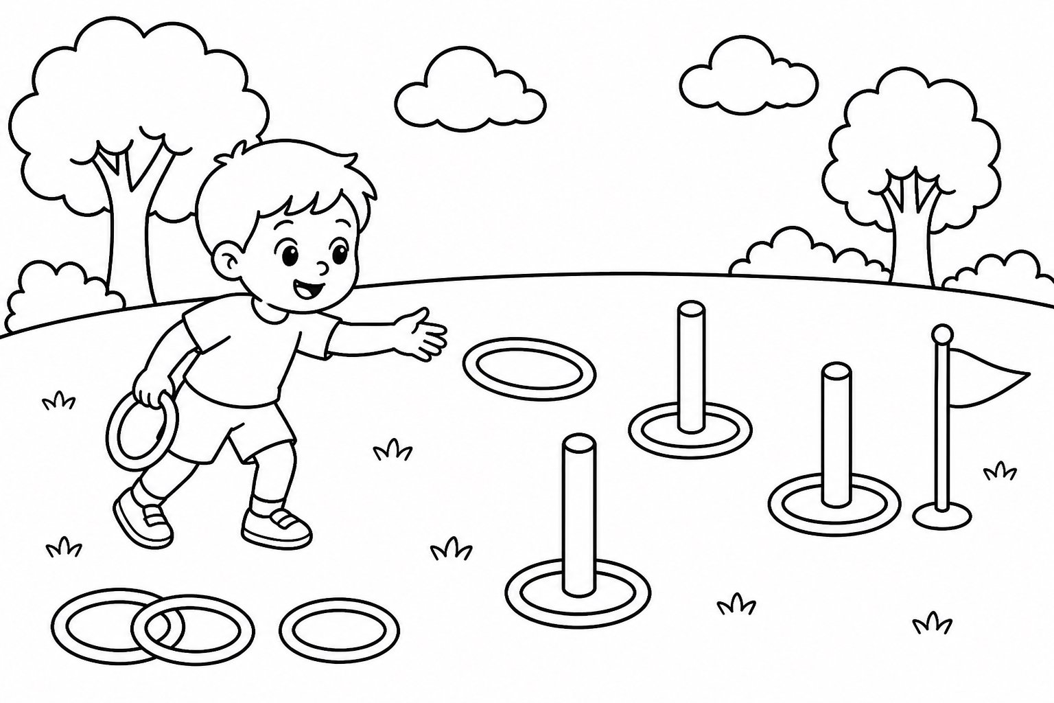 Enfant jouant au jeu d’anneaux