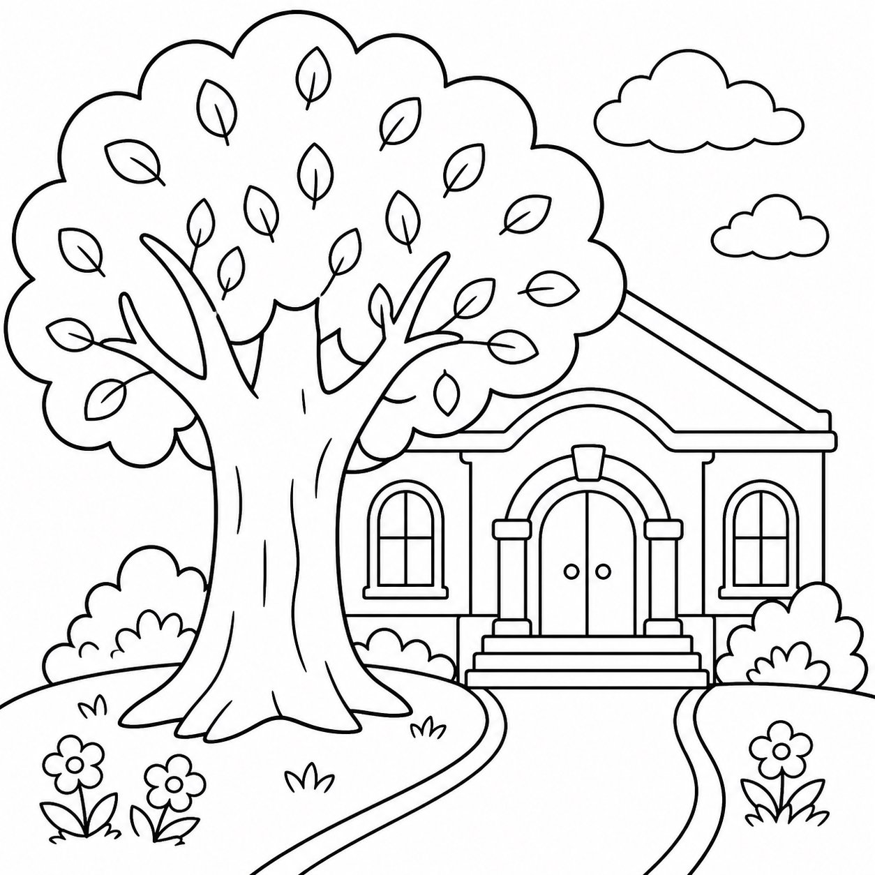 Großer Baum am Bibliothekseingang