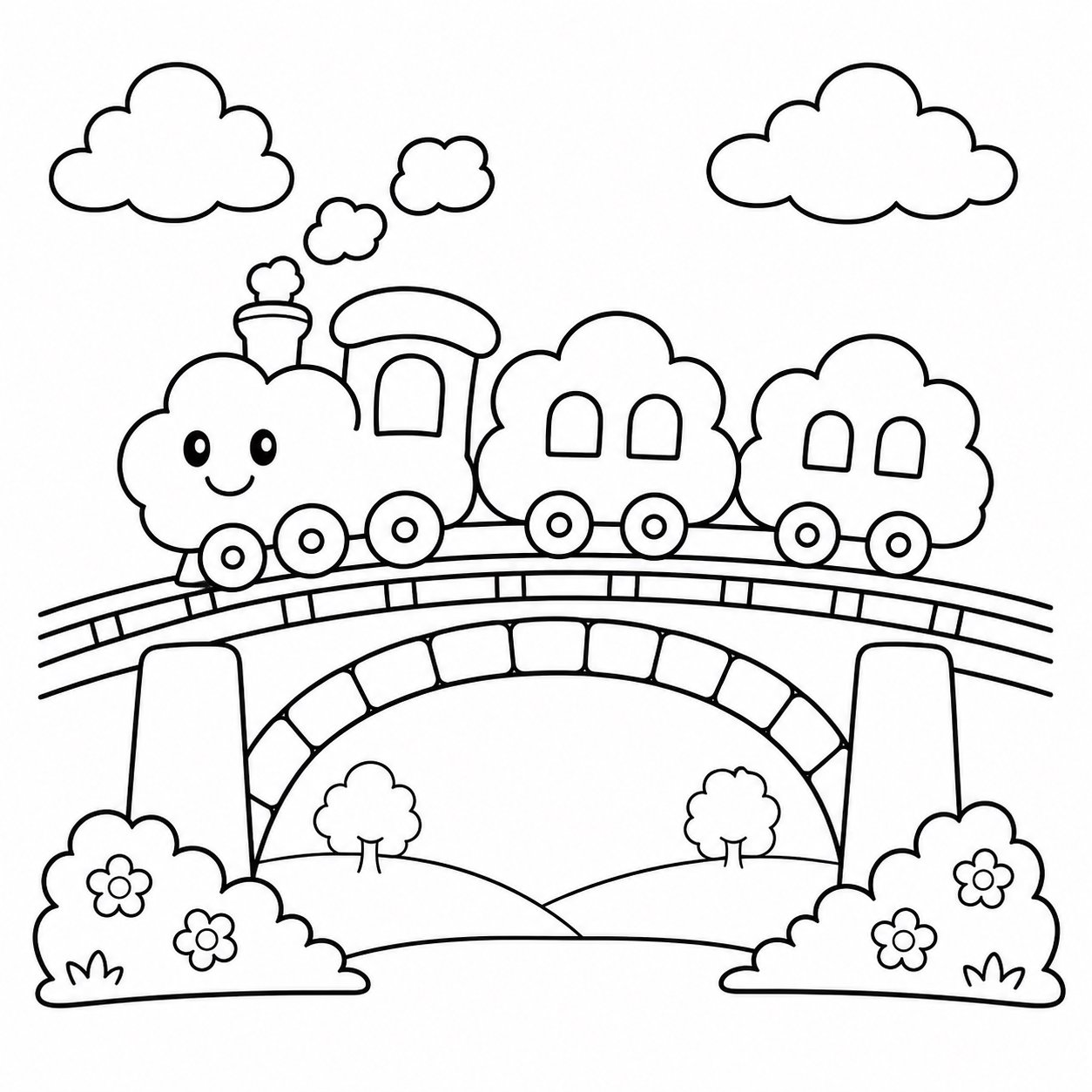 O trem-nuvem passa pela ponte aérea