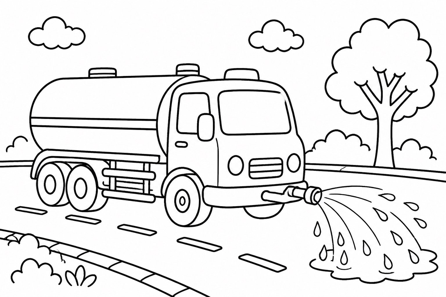 洒水车给道路浇水