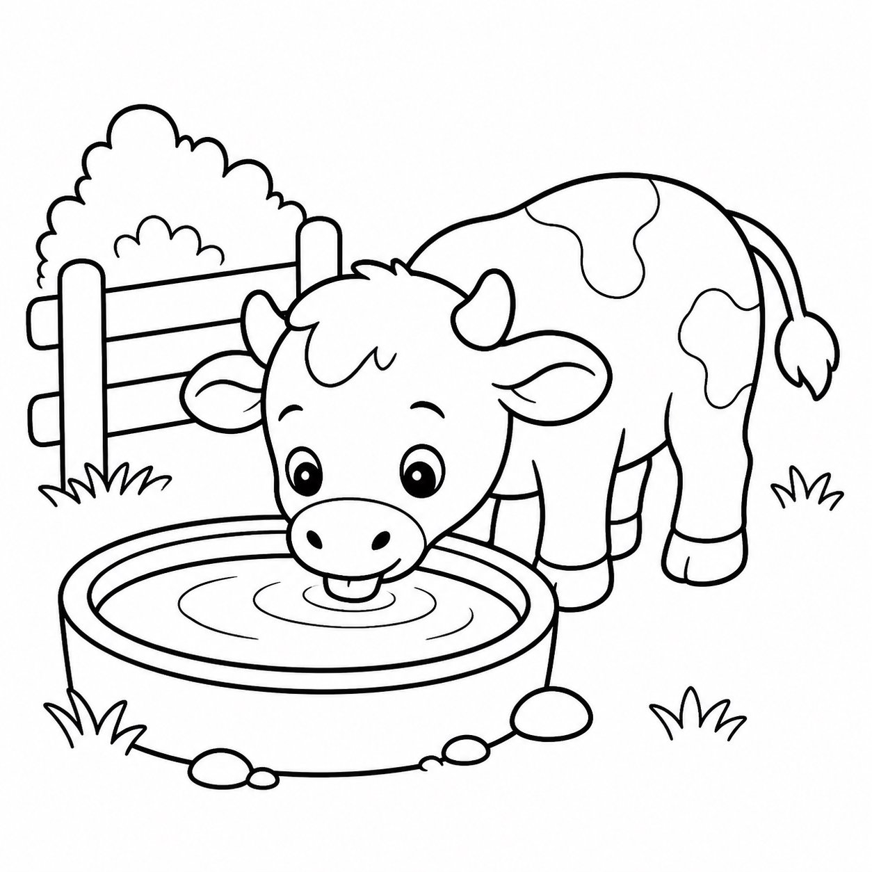 小牛喝水