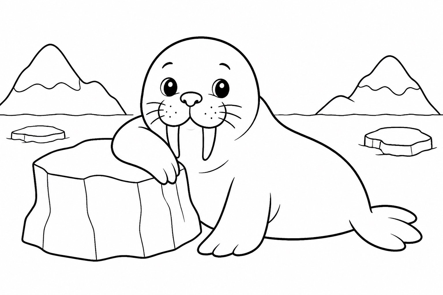 小海象靠着冰块