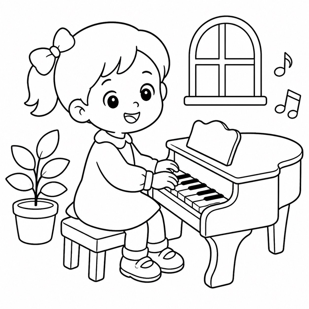 أطفال يعزفون على بيانو صغير