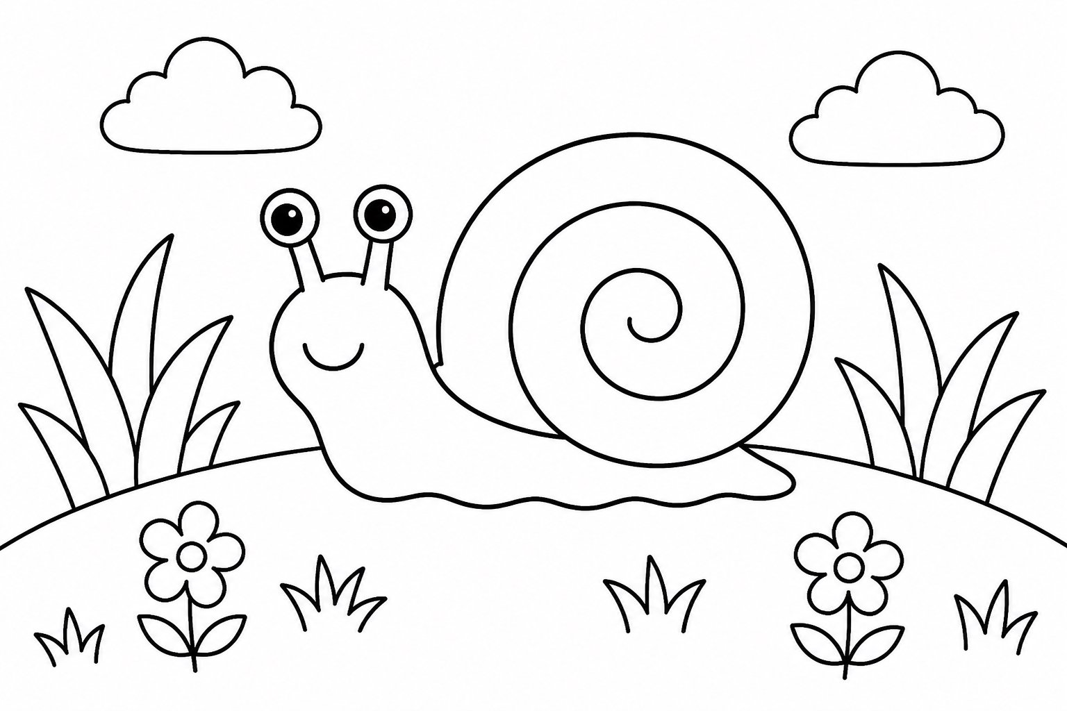 Schnecke auf einem kleinen Grashügel