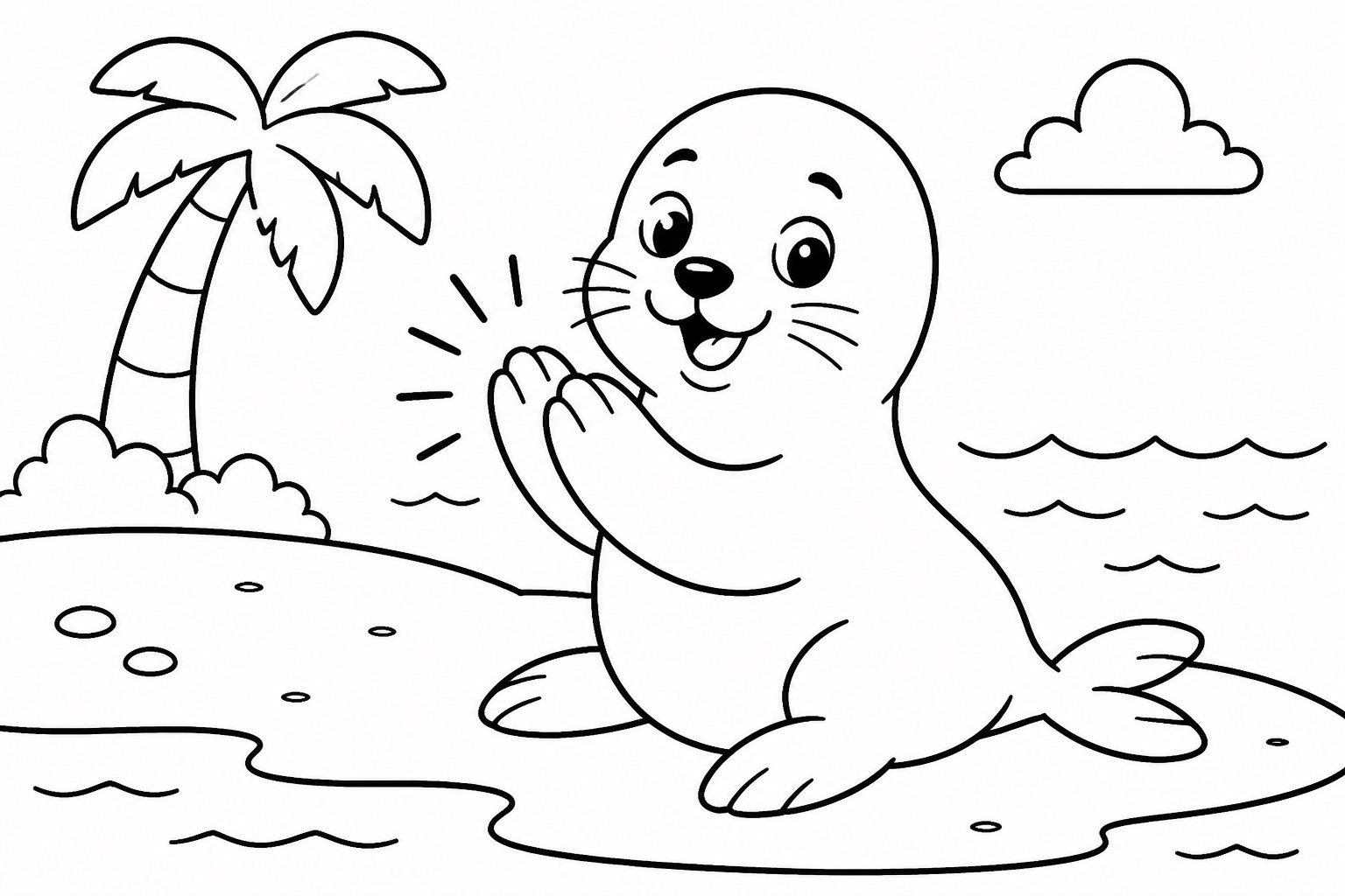 Petite otarie applaudissant au bord de la mer