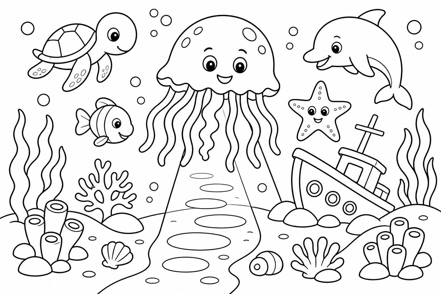 クラゲが海底の小道を照らす