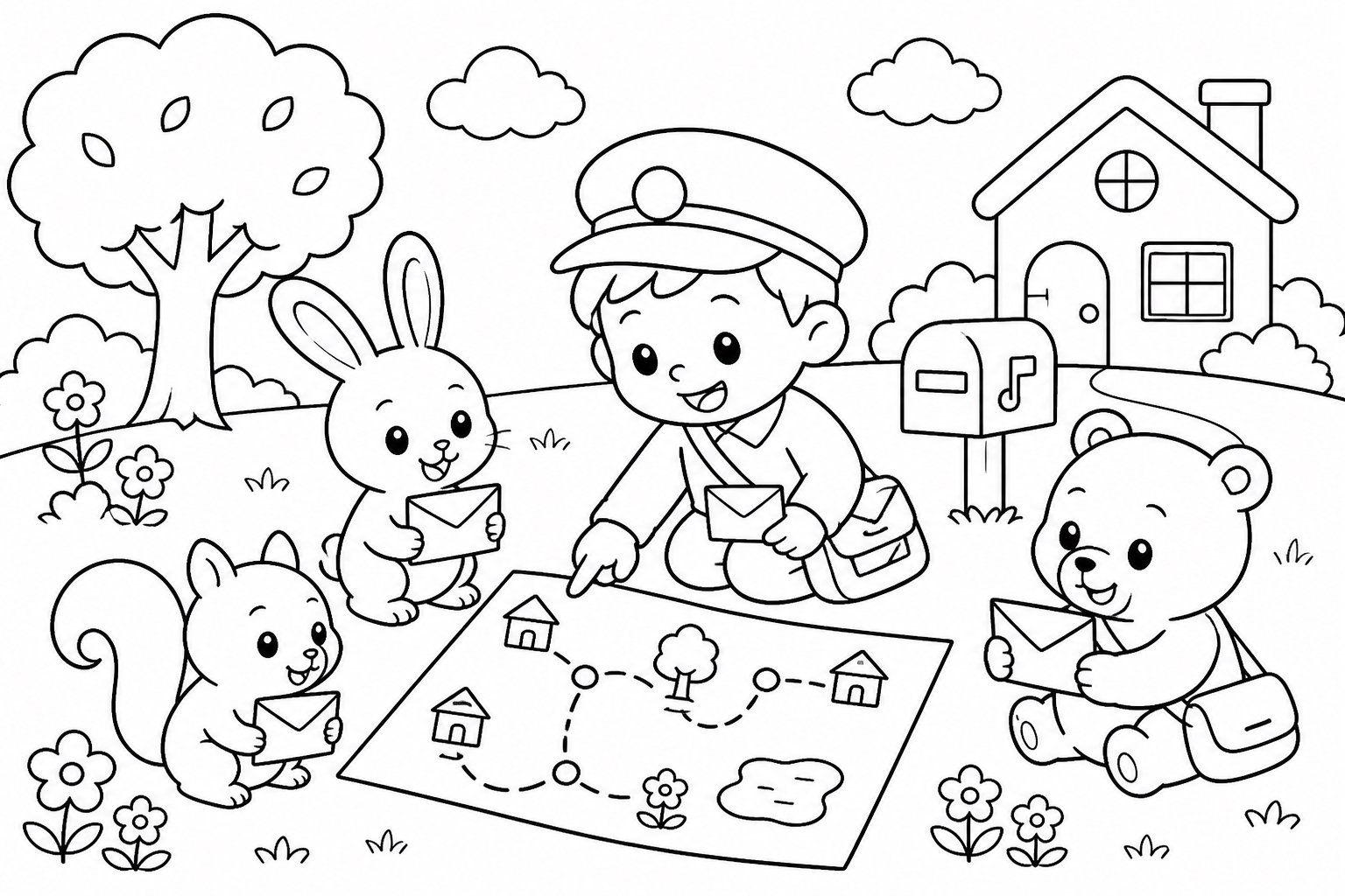 Kinder planen Zustellrouten