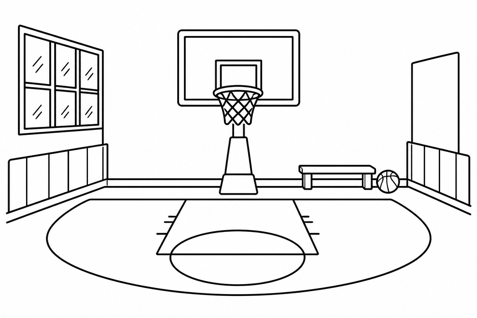 Canasta de baloncesto en el gimnasio