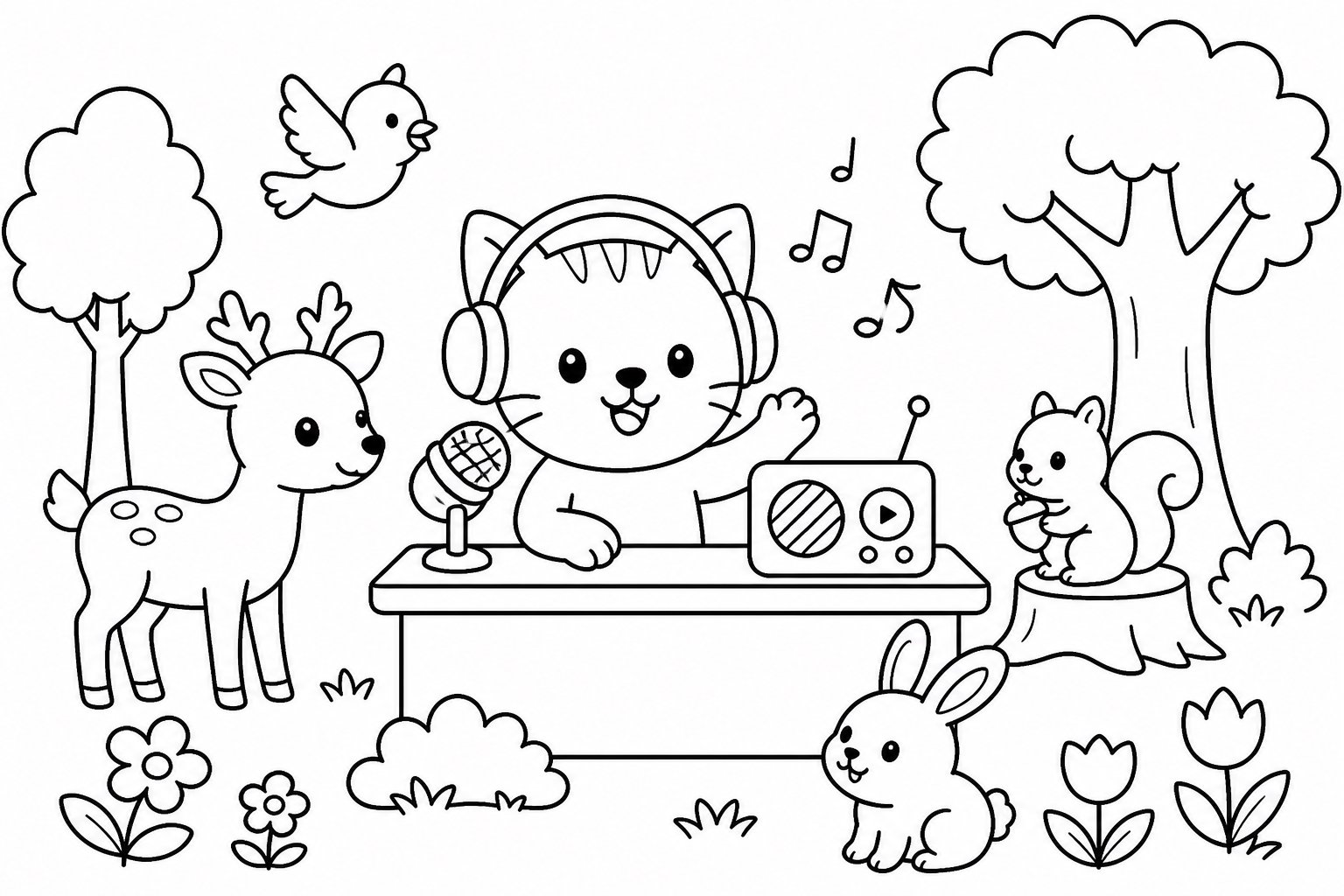 Gatinho reproduzindo sons da floresta