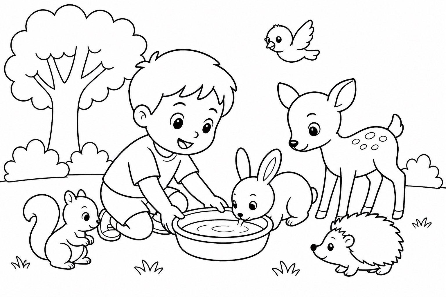 Kinder stellen Wasserschalen für kleine Tiere auf