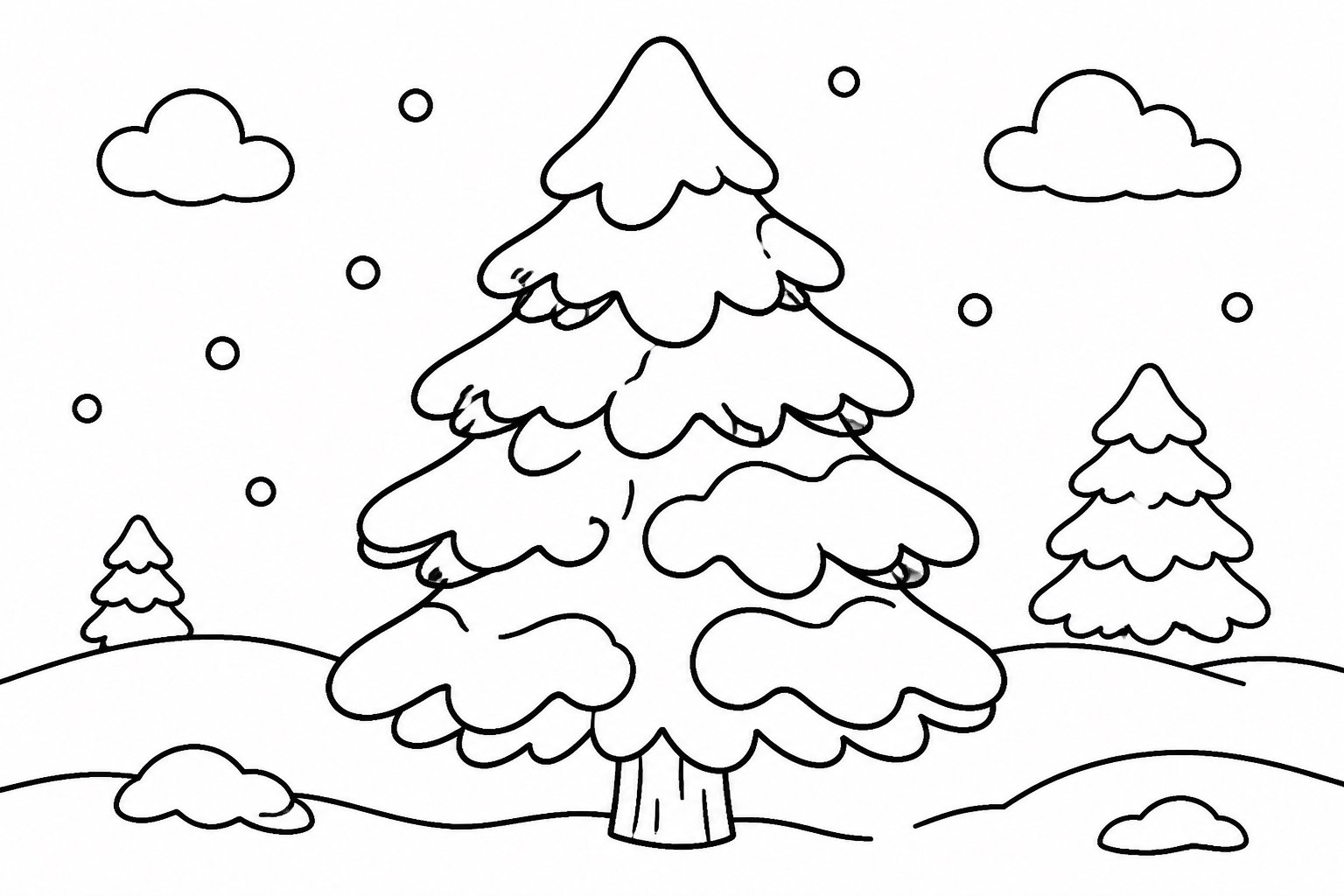 Neve acumulada em um pinheiro no inverno