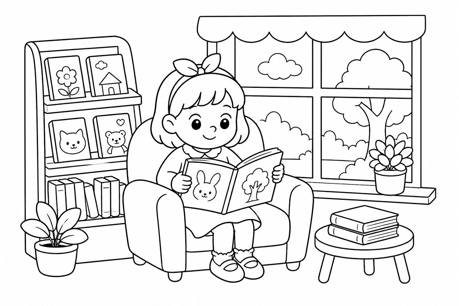 Livro ilustrado junto à janela da livraria