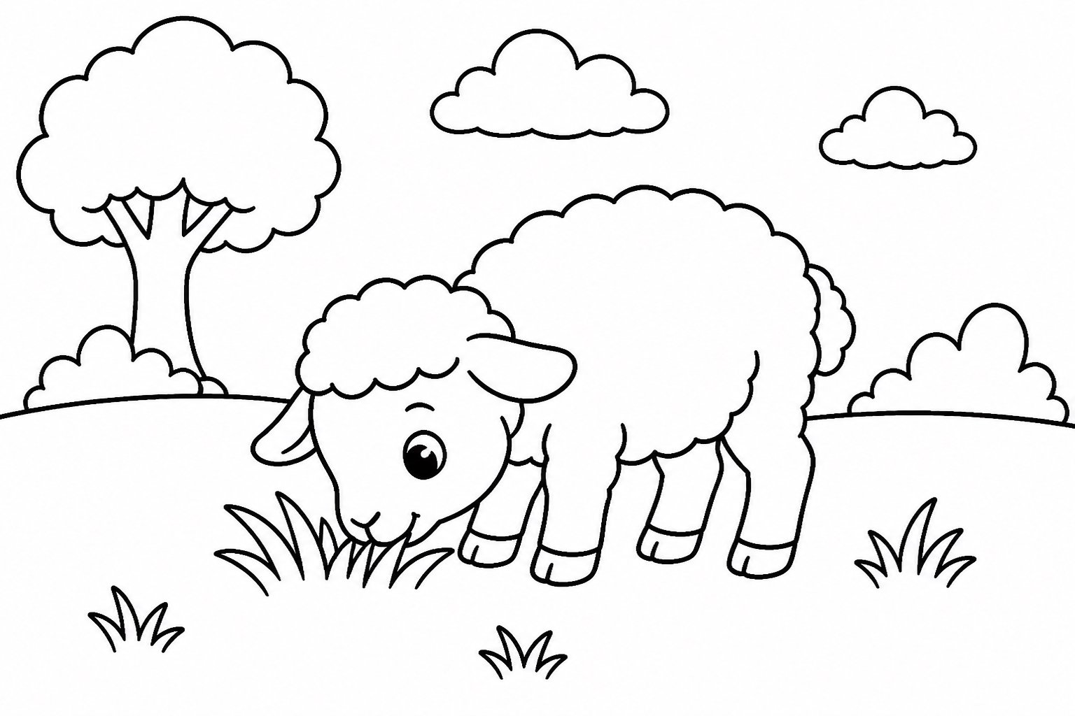 Agneau mangeant de l’herbe fraîche