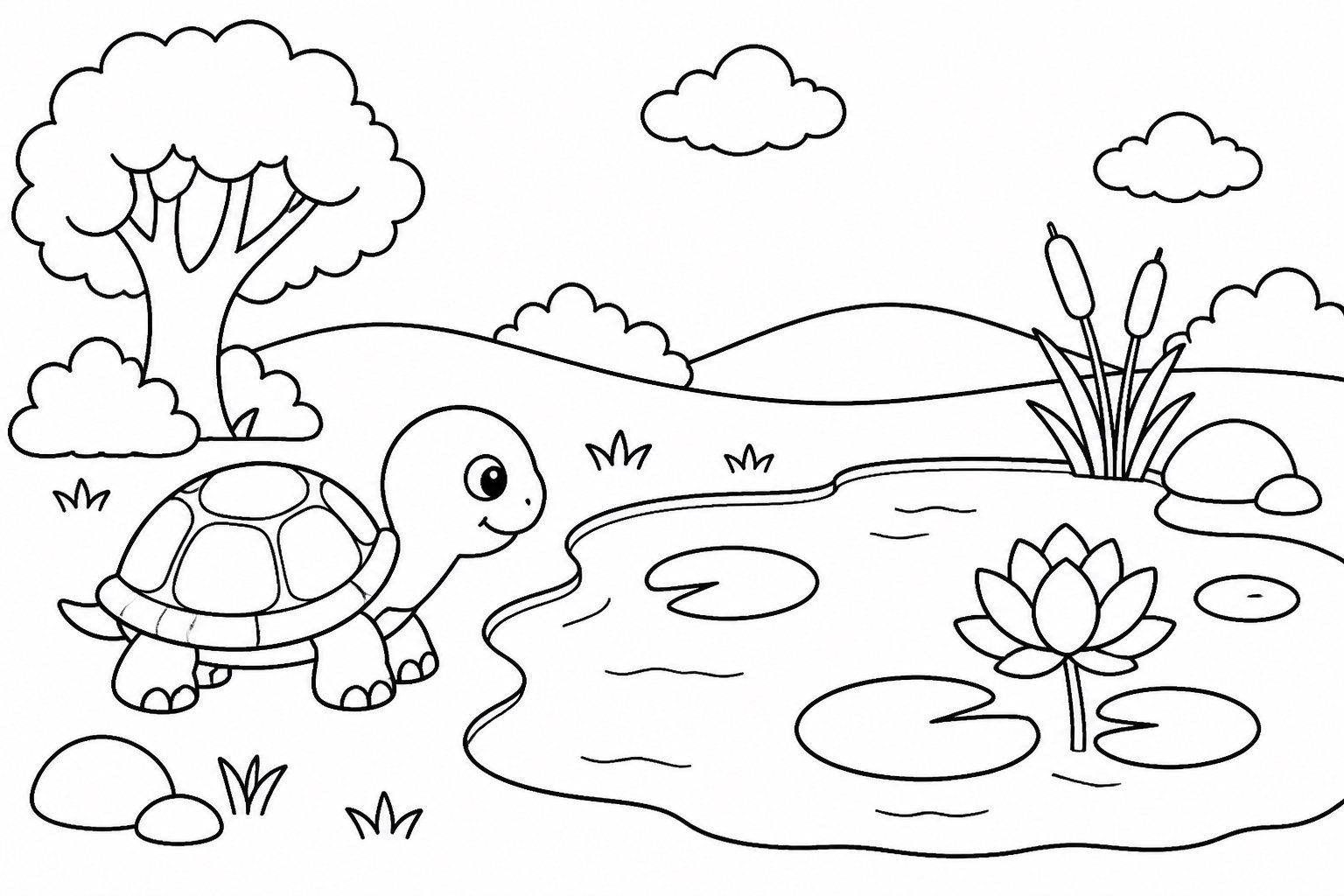 Petite tortue retournant à l’étang