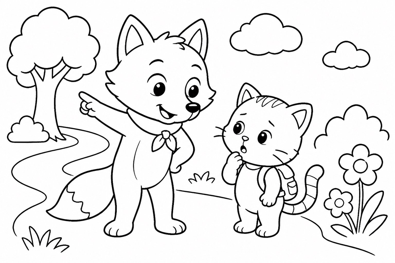 A raposa ajuda um gatinho perdido