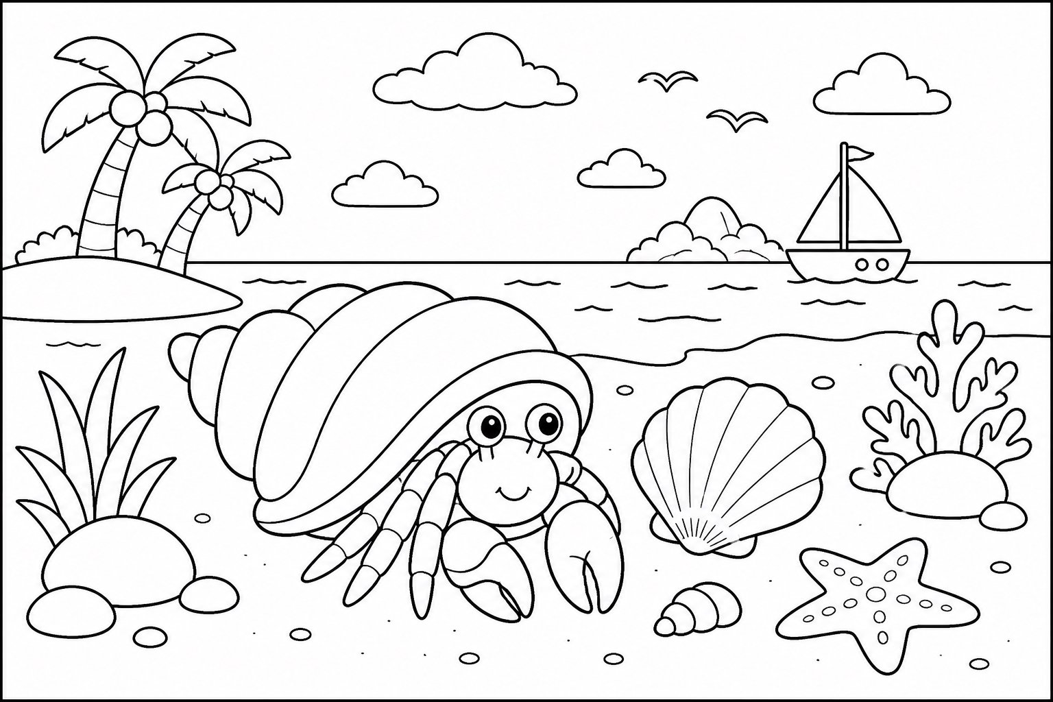 Petit bernard-l’ermite près d’un coquillage