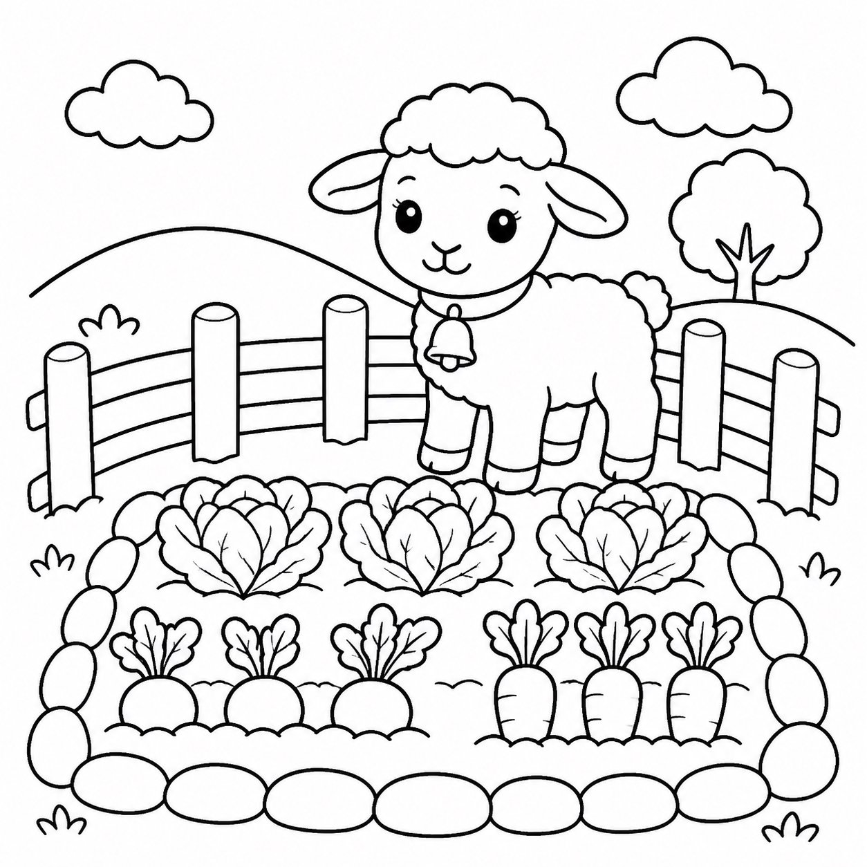 野菜畑を守る子羊