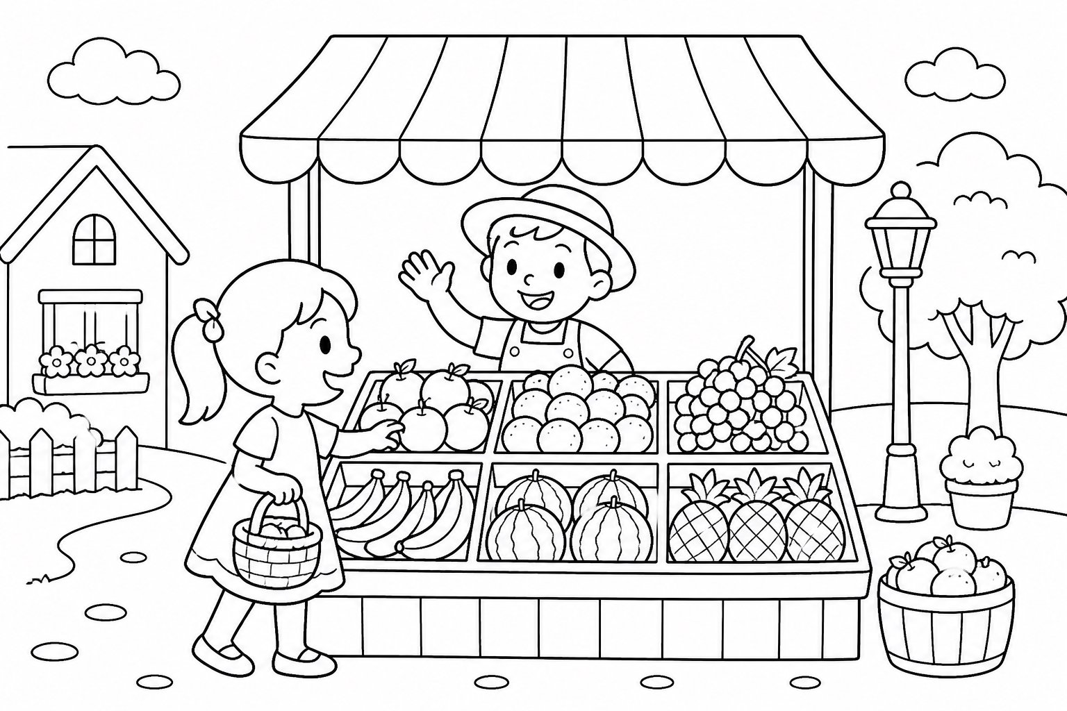Barraca de frutas no mercado da cidade