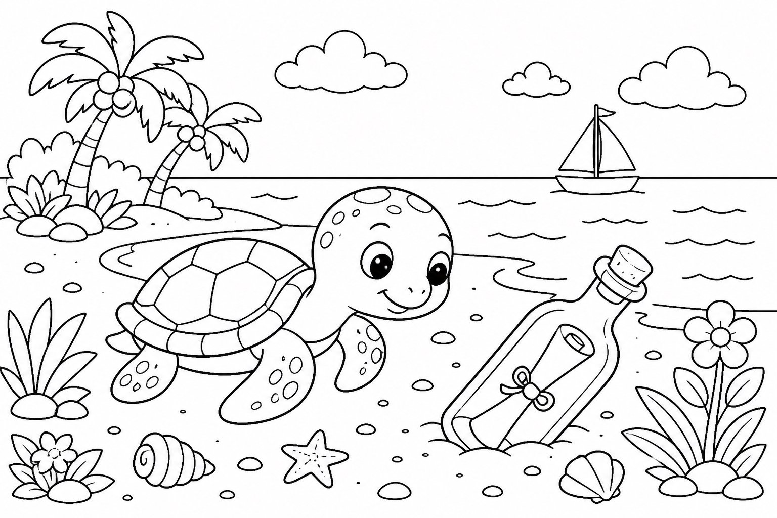 漂流瓶旁的海龟