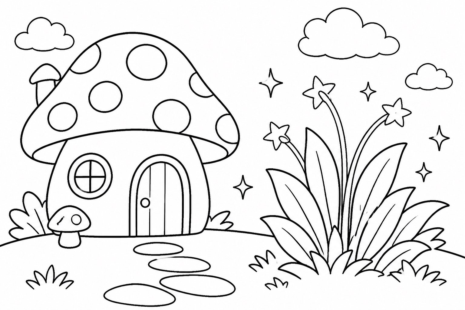 Herbe magique près d’une maison champignon