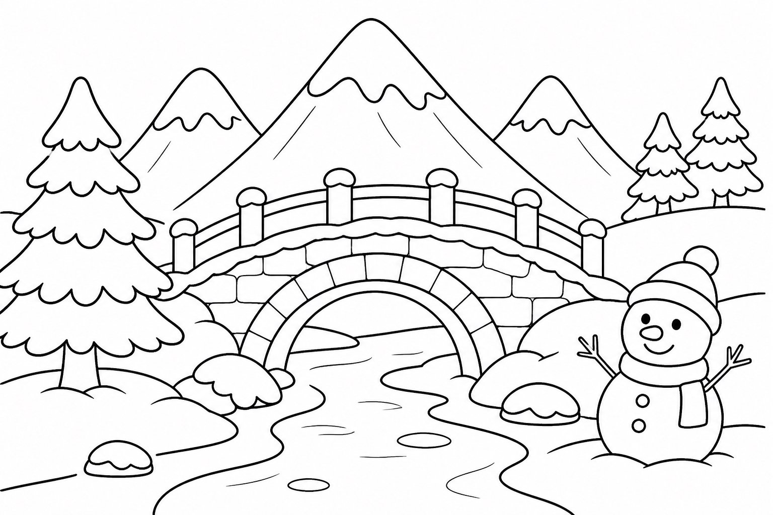 雪山の下の橋