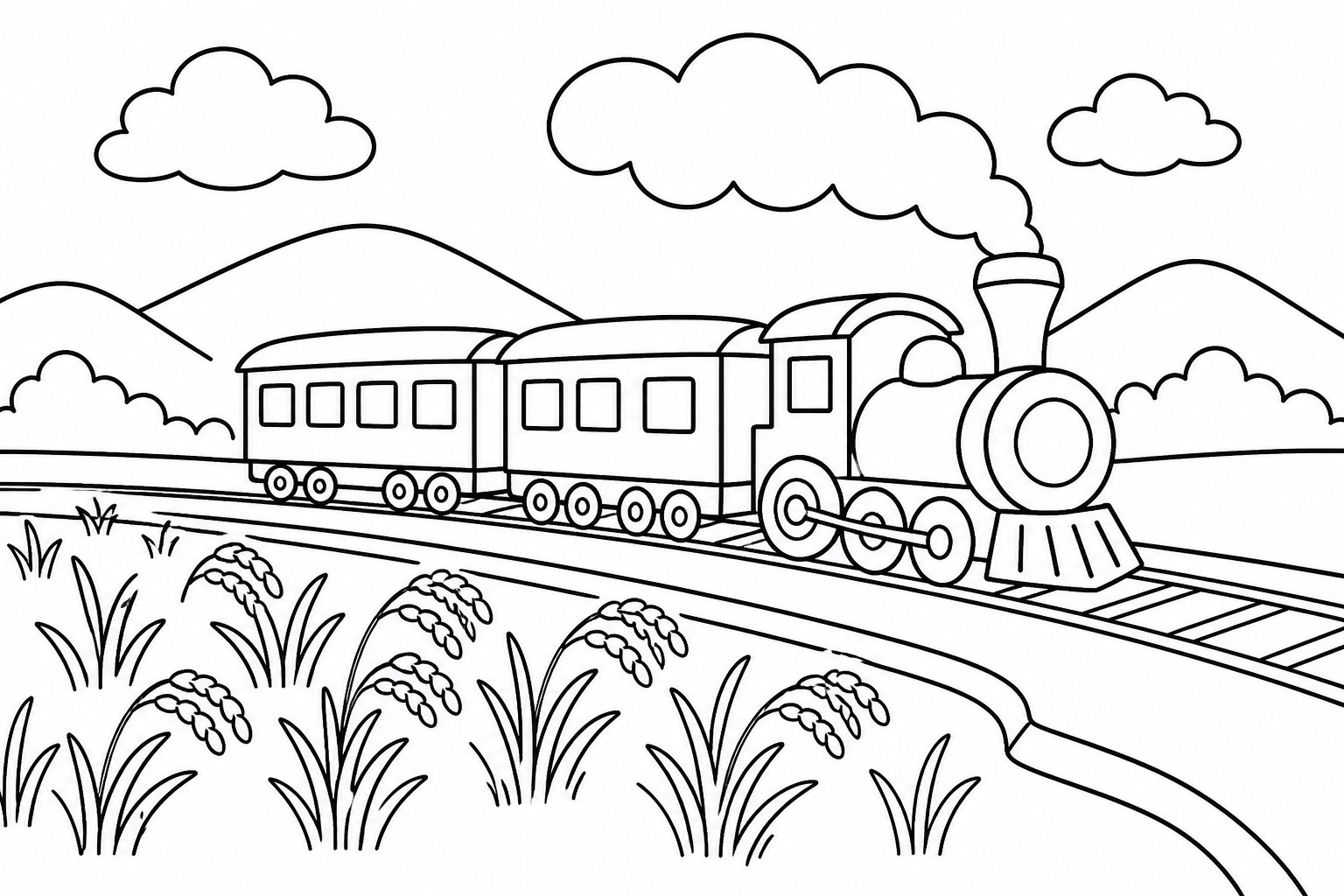 Viaje en tren junto a arrozales