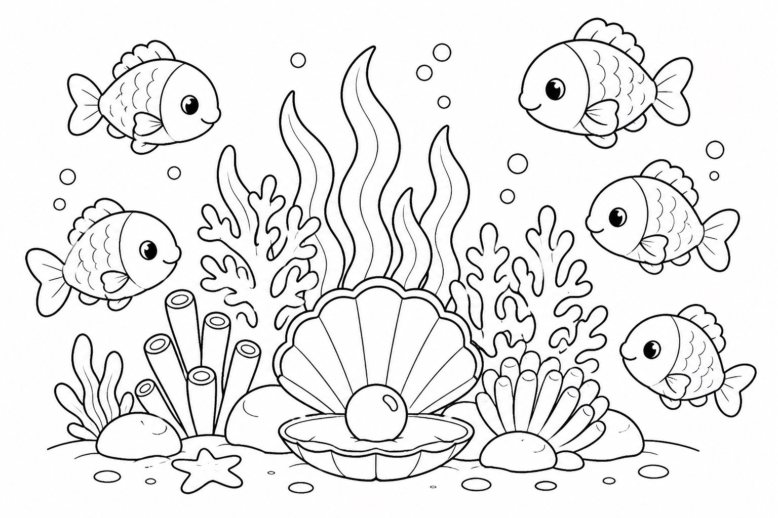 海底の庭を囲む小魚