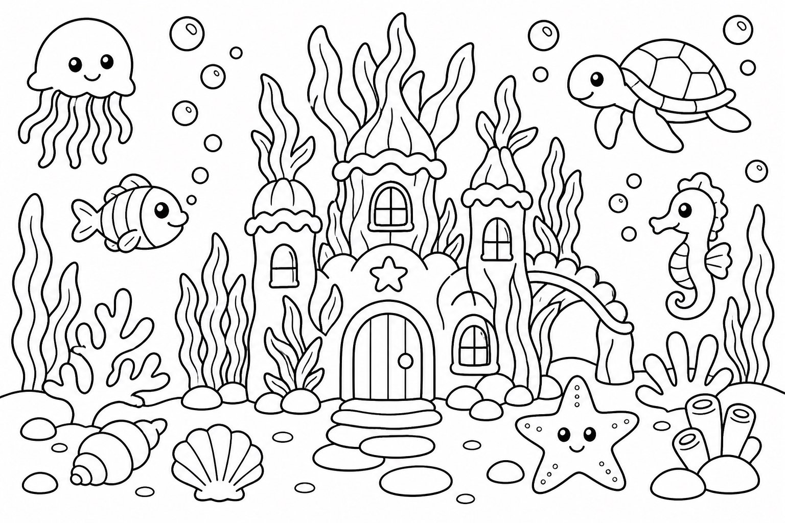 Pequeño castillo hecho de algas