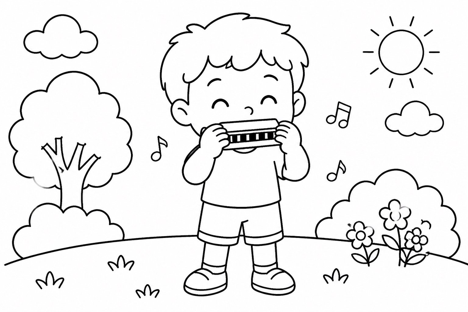 Enfant jouant de l’harmonica