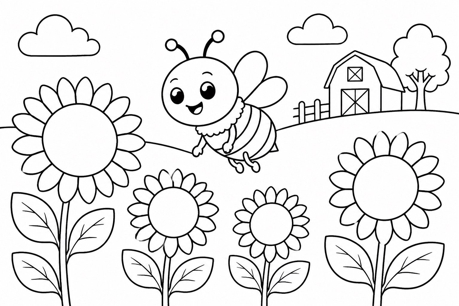 Petite abeille dans le champ de tournesols