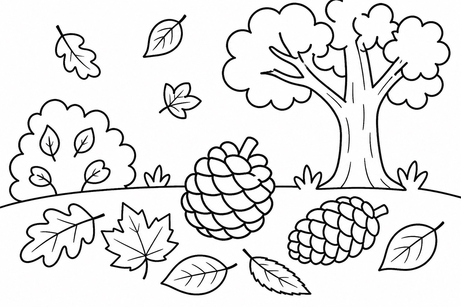Piña entre las hojas de otoño