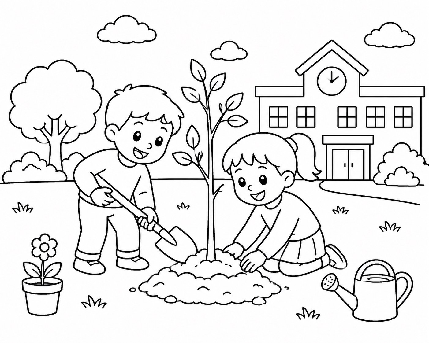 校园花园种小树
