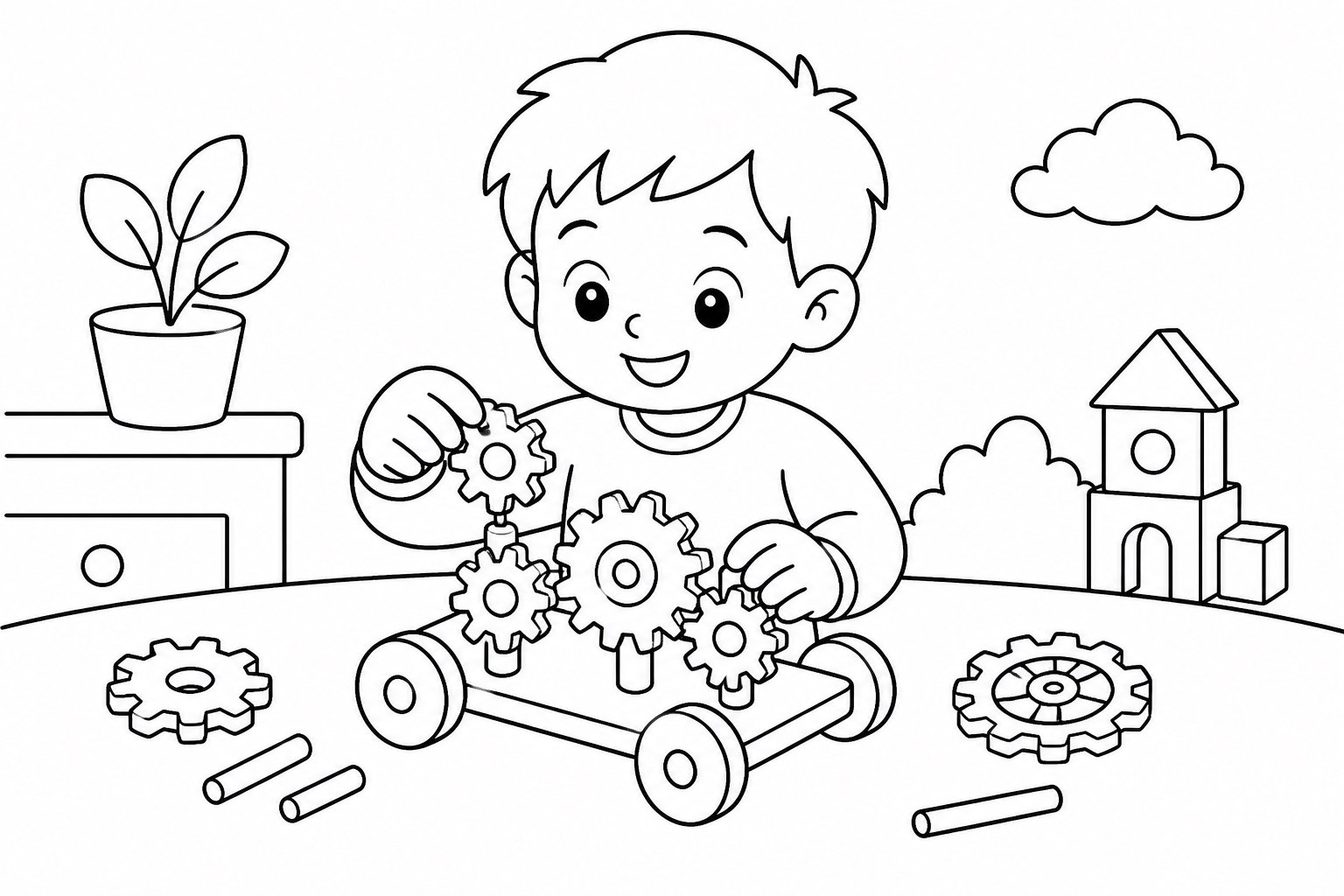Construire une voiture à engrenages