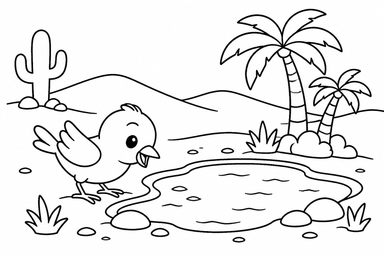 Petit oiseau trouve une mare