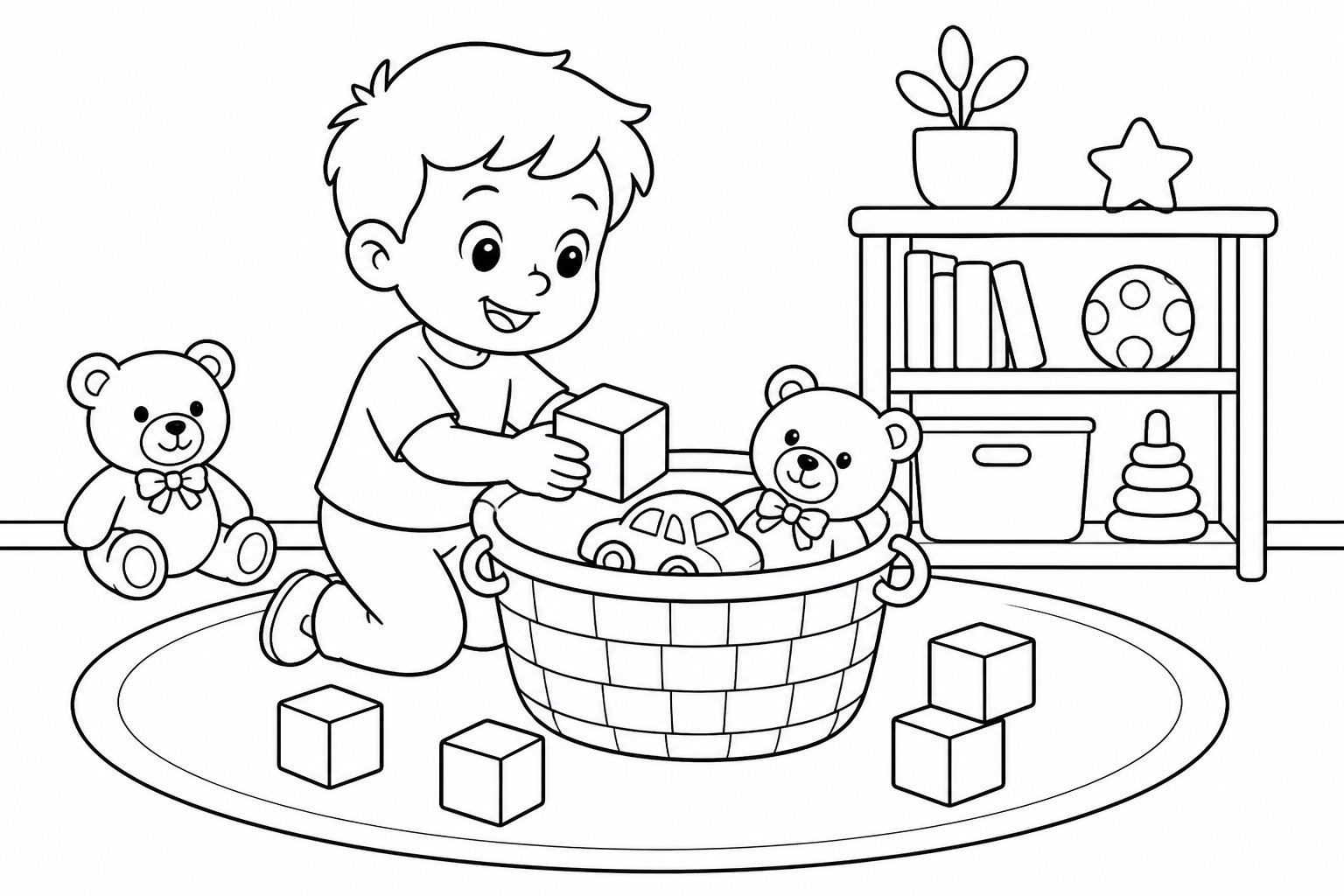 Enfants rangeant les jouets