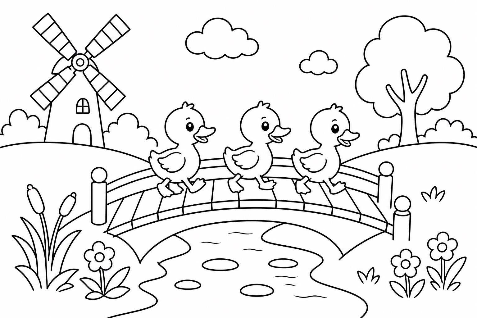Petit canard sur le pont du moulin à vent