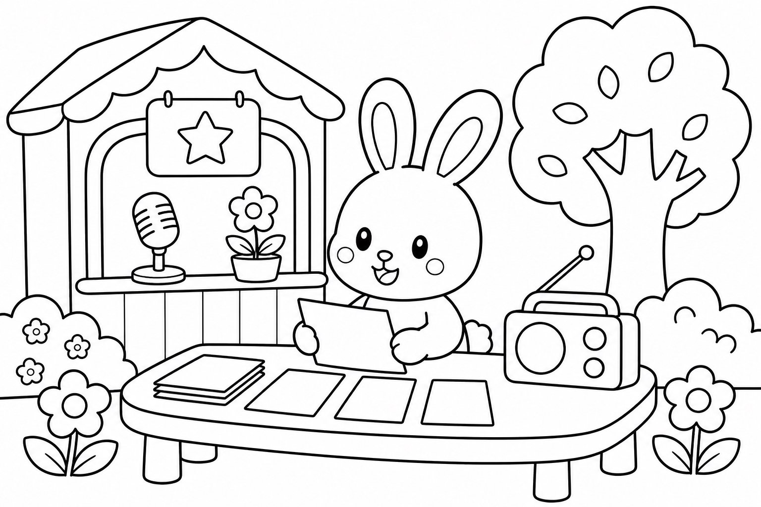番組表を整理する小さなウサギ