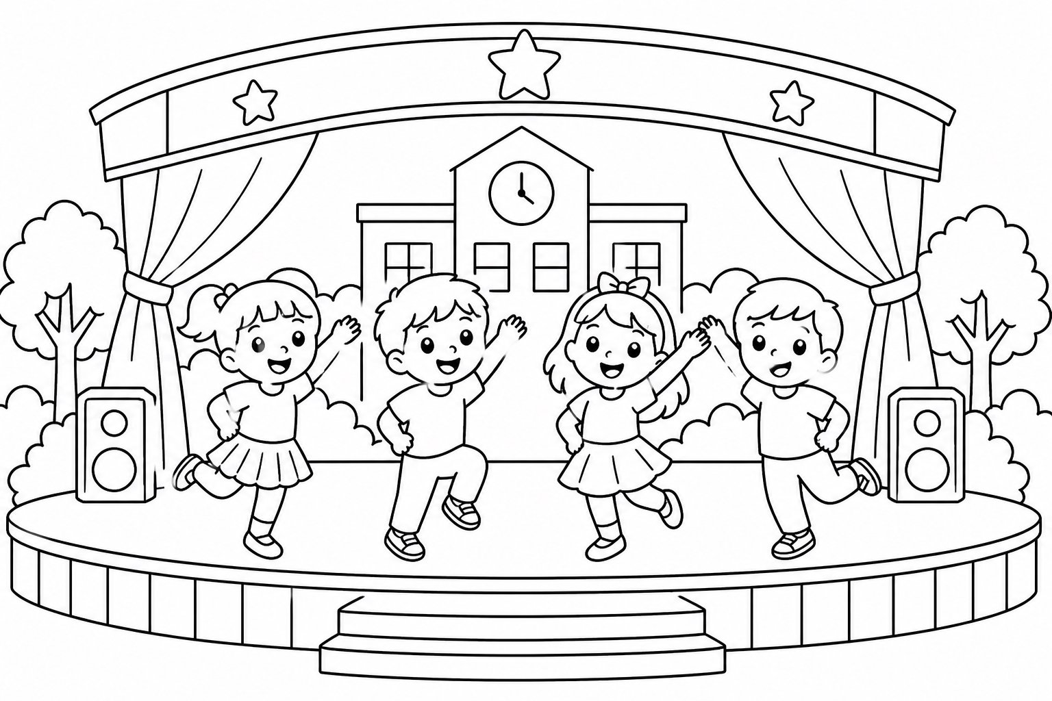 Spectacle de danse sur la scène de l’école