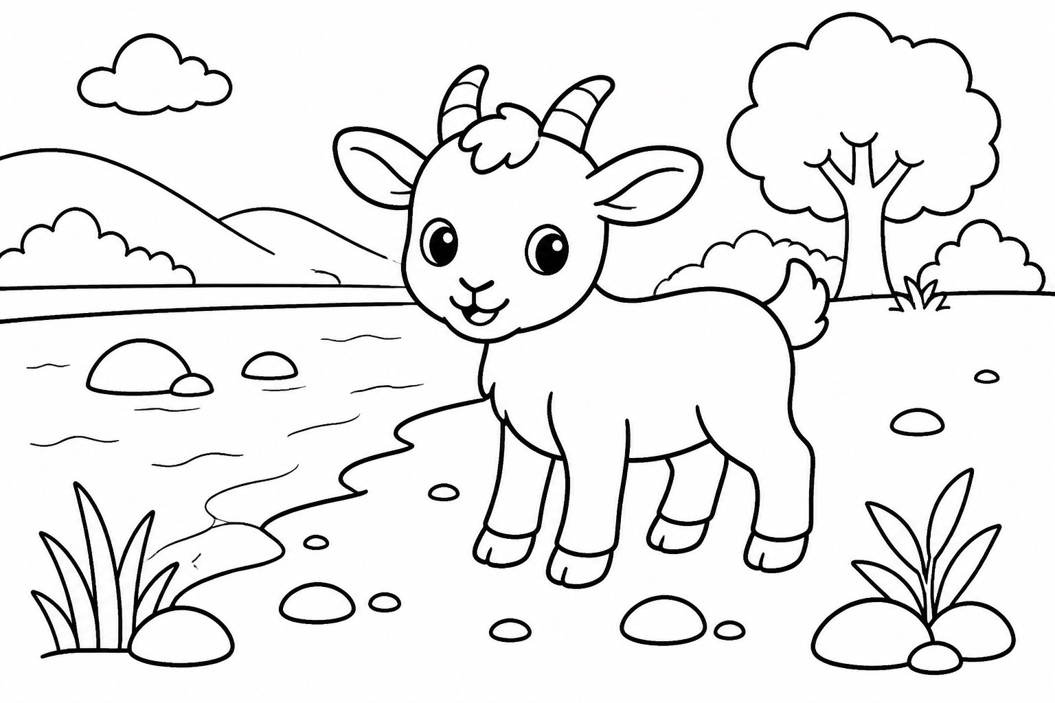 川辺の子ヤギ