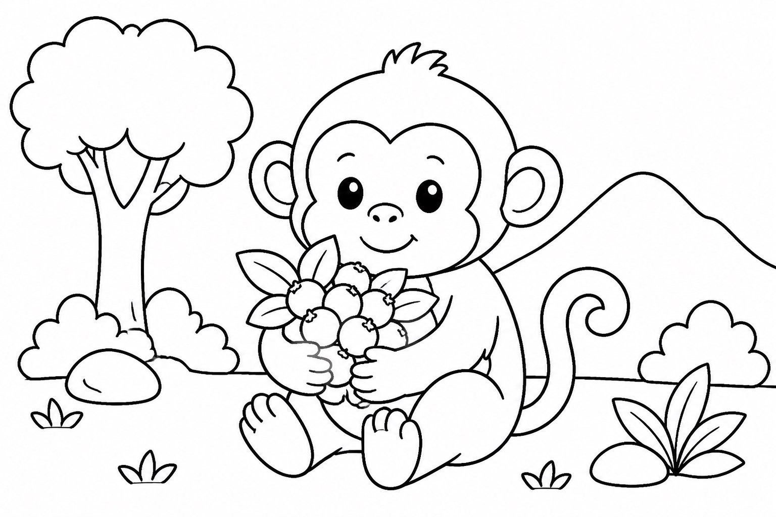 Macaco rhesus sosteniendo frutos silvestres