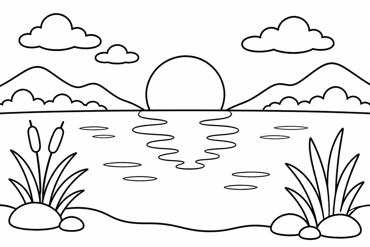 Seeoberfläche im Abendrot