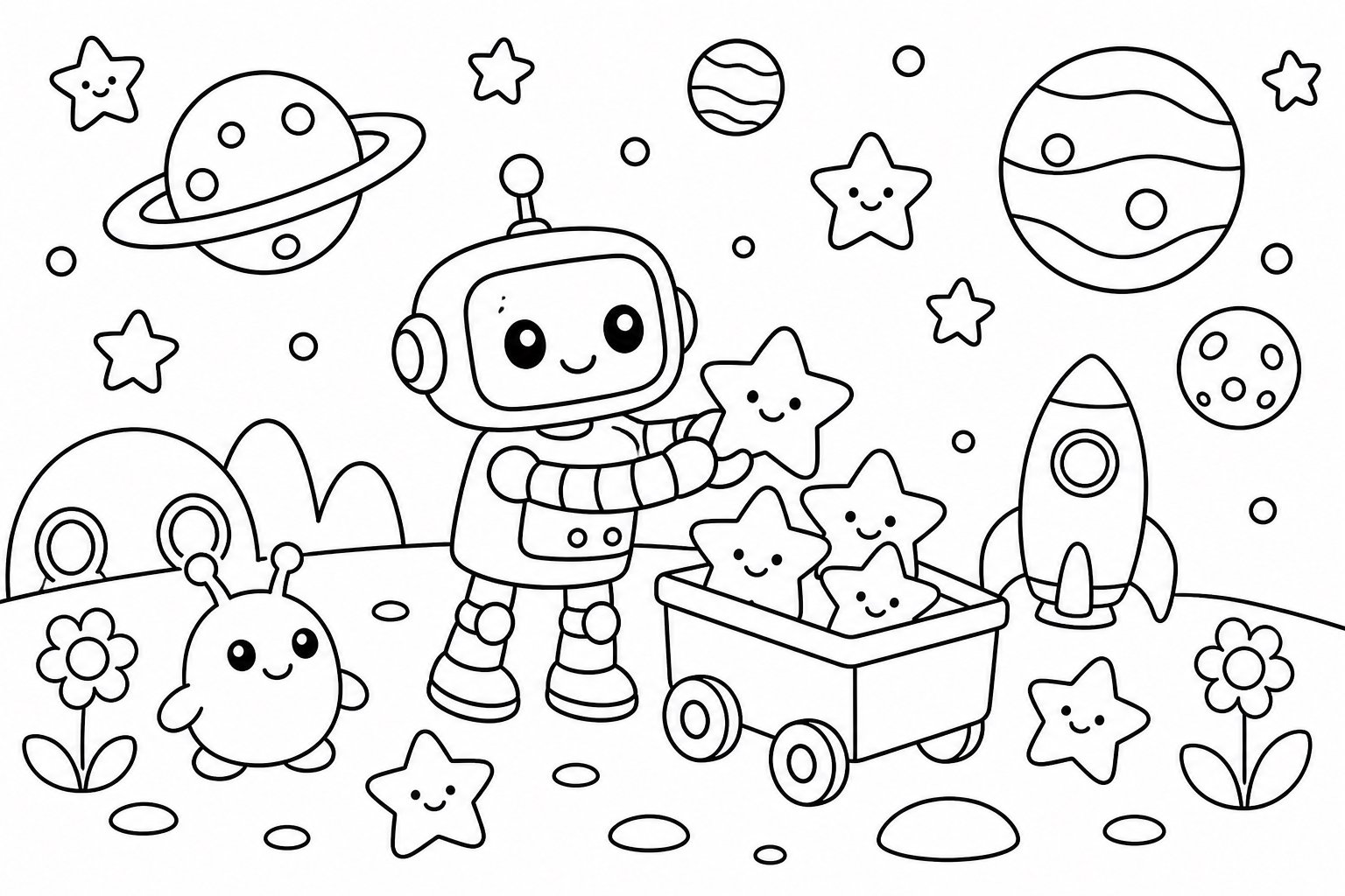 小机器人整理星星