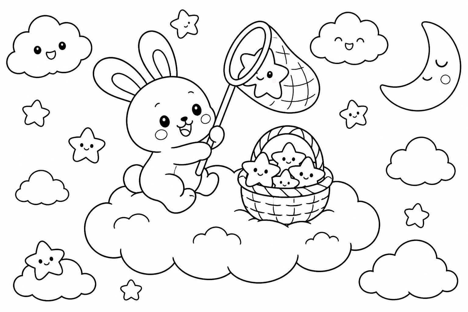 云朵兔子采星星