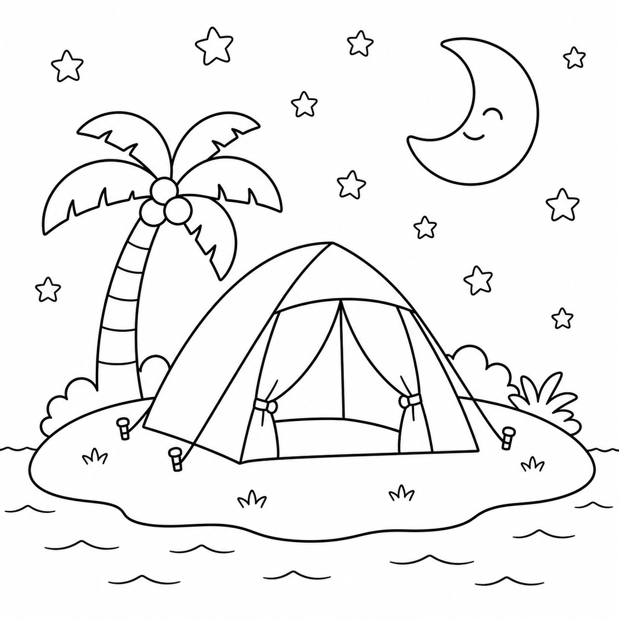 Tente sous le ciel nocturne de l’île