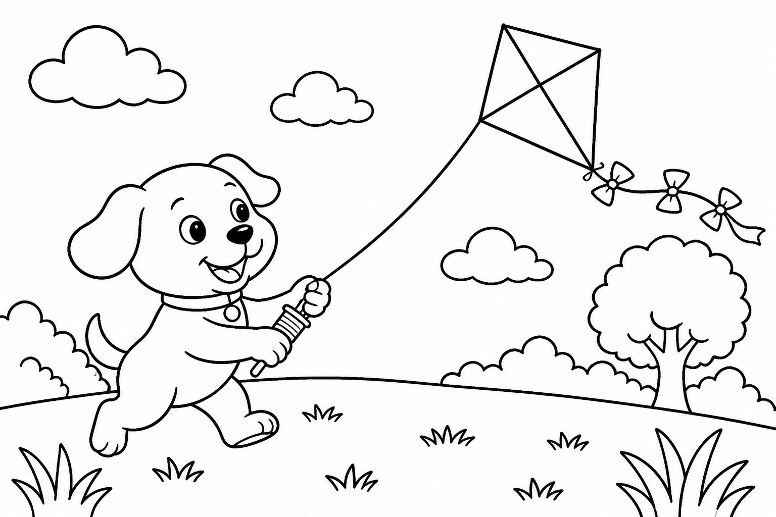 El perrito vuela una cometa