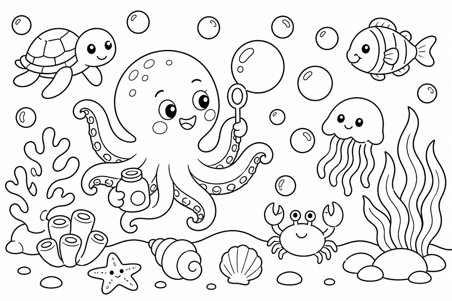 El pequeño pulpo hace burbujas
