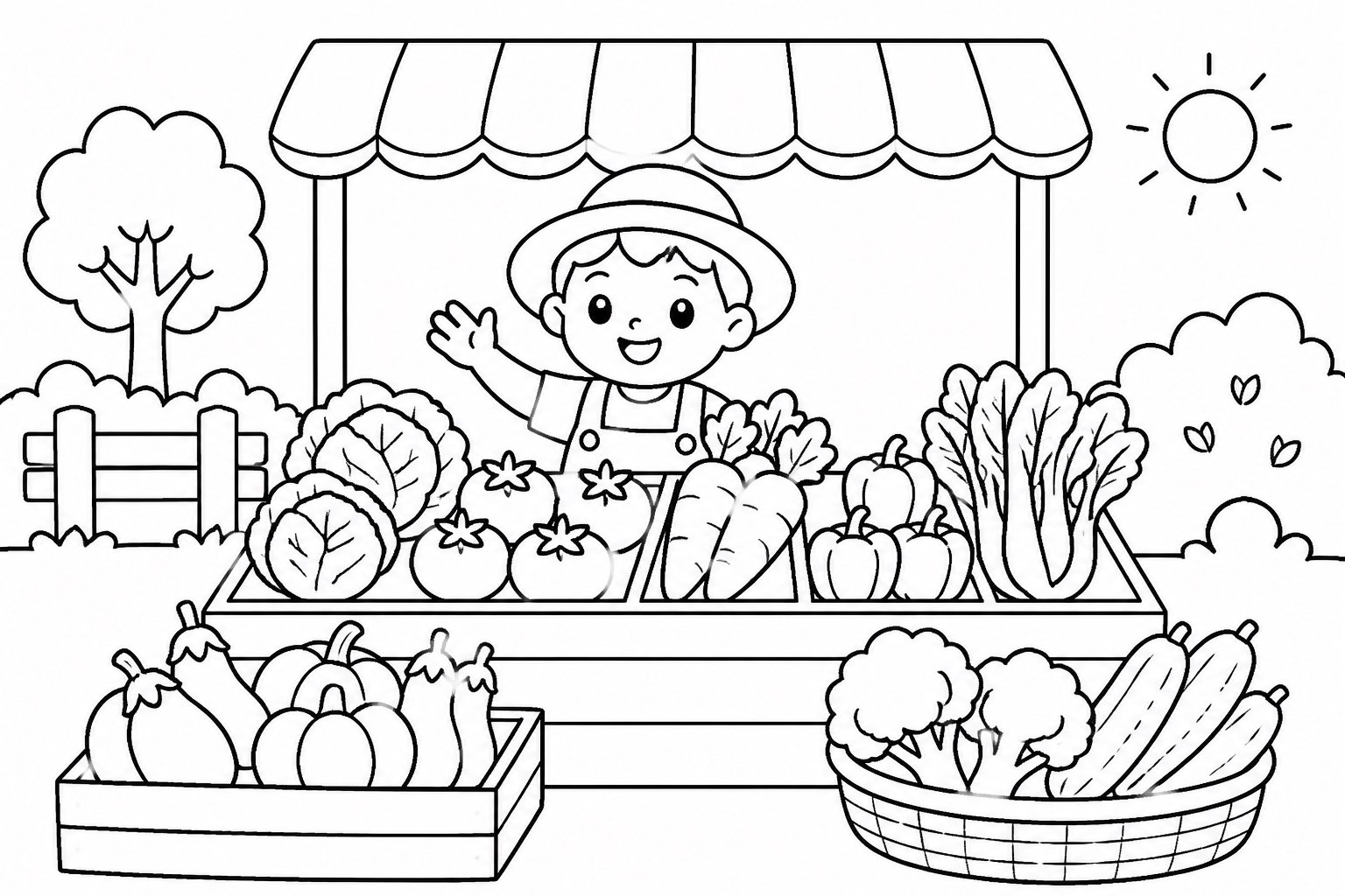 Barraca de verduras no mercado