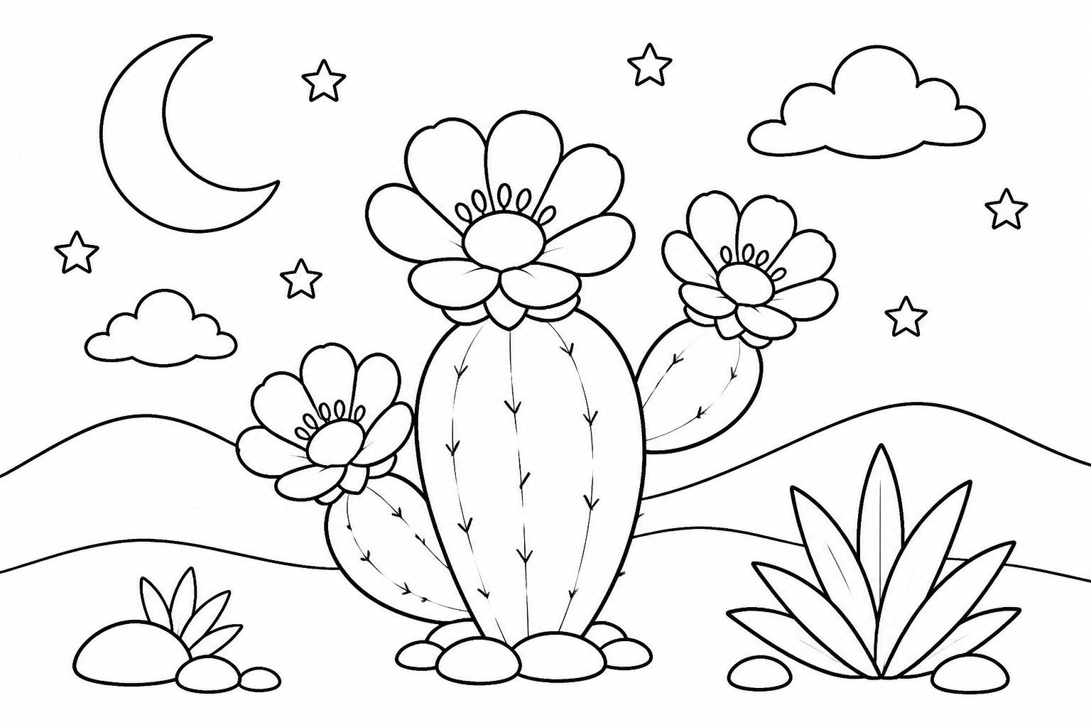 Fleur de cactus au clair de lune