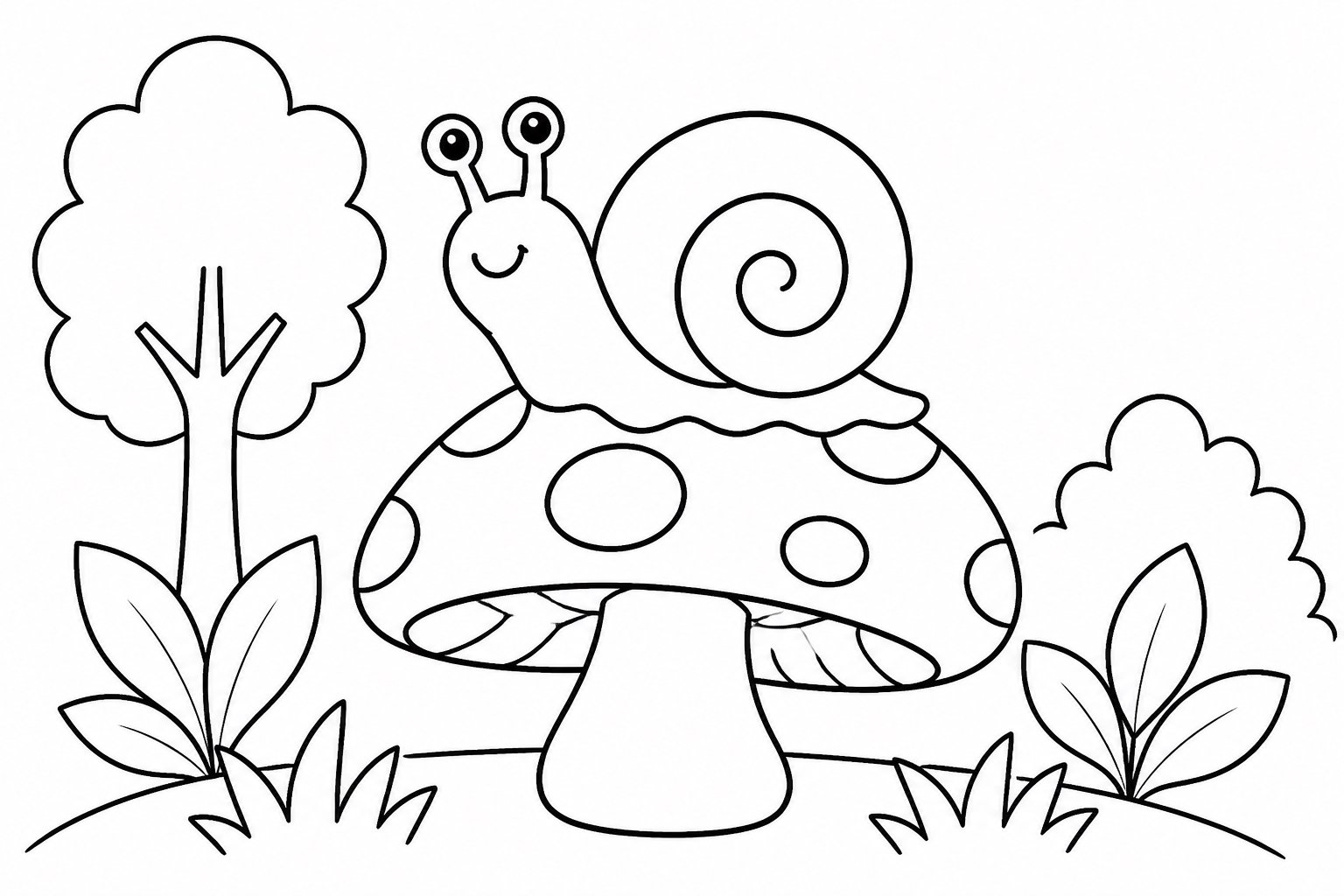 Caracol pequeno subindo por um cogumelo